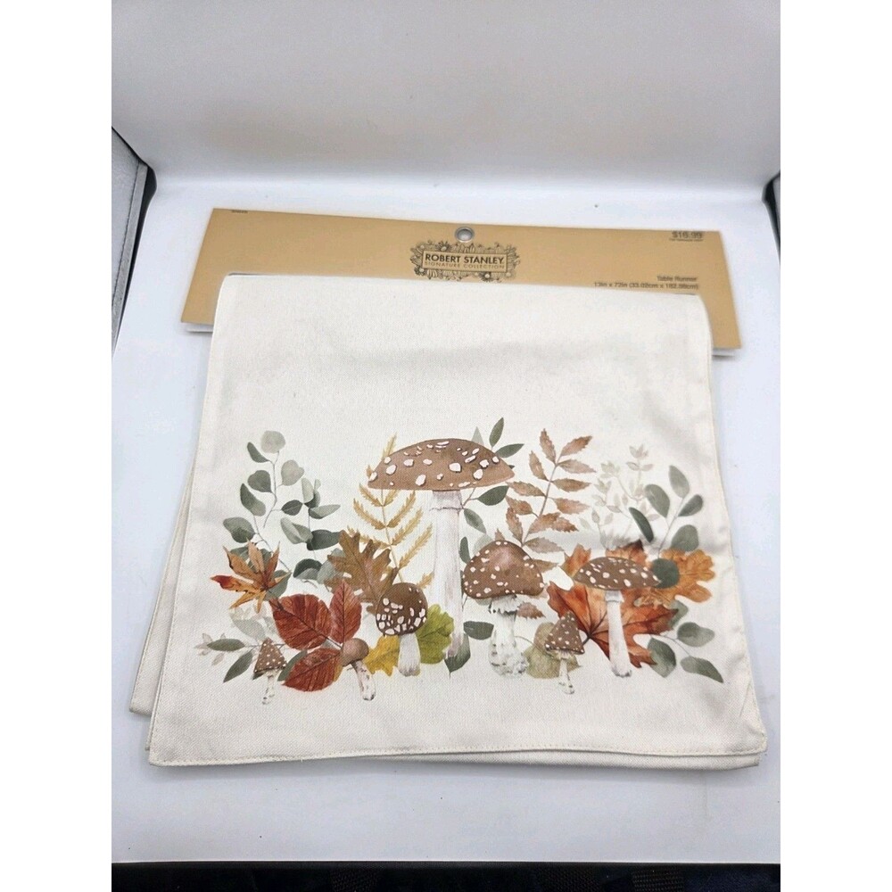 Robert Stanley Mushrooms And Botanicals 13" X 72" Table Runner
